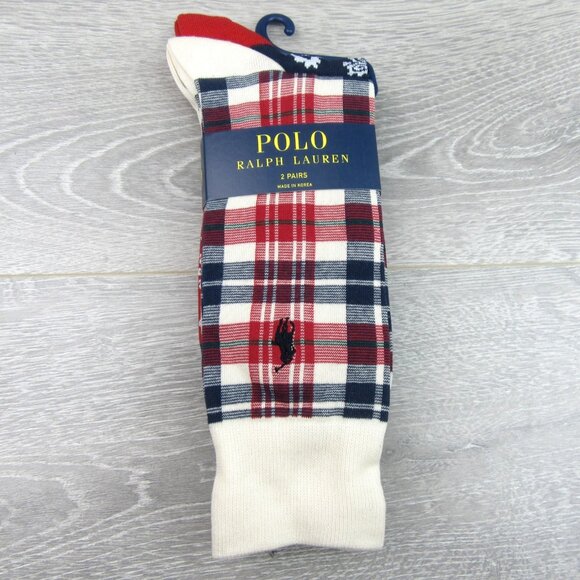 Polo Ralph Lauren Plaid & Bandana Slack Socks Men's Size 6-12.5 (2 PAIRS) NEW - Picture 2 of 13
